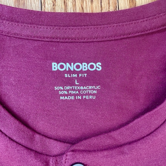 Bonobos Pima Performance Long Sleeve Henley // Slim Fit // Large - Picture 2 of 3